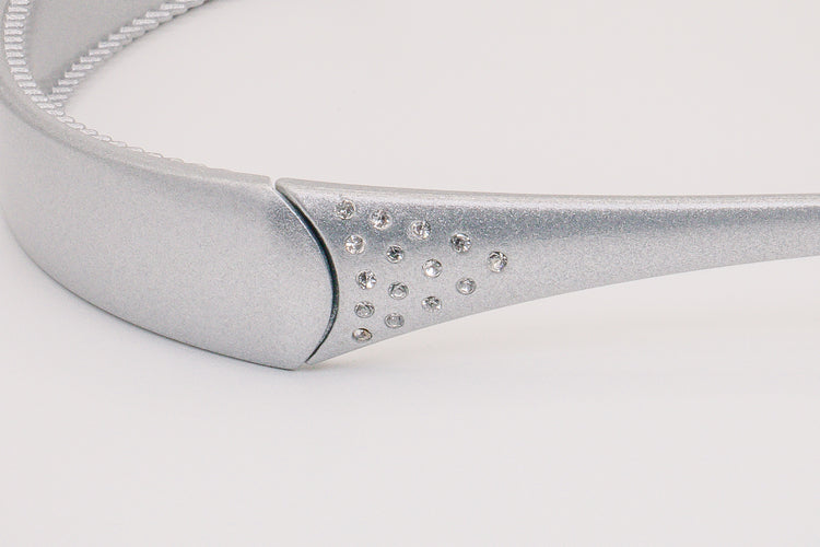 Silver Metallic w/ Crystals - 5 Rows