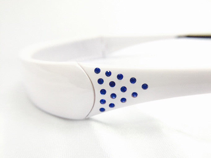 *CLOSEOUT* White w/ Sapphire Crystals - 5 Rows; Size 2 only