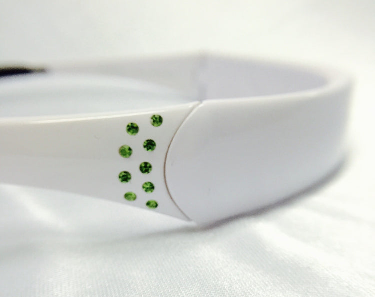 White w/ Peridot Crystals - 2 Rows; Size 1 only